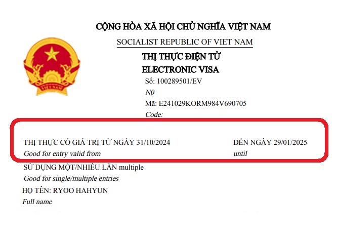 Thời hạn visa du lịch việt nam